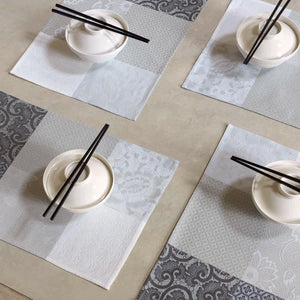 Le Jacquard Français Table Linen Fleurs de Kyoto Mist Fig Linens Placemat