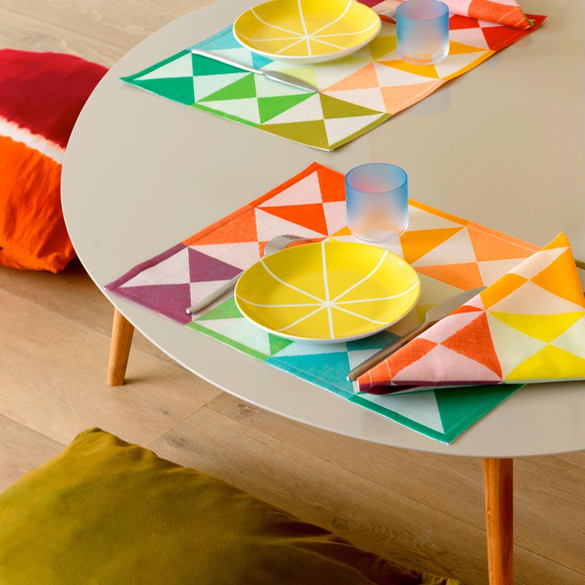 Le Jacquard Français Table Linen Origami Multico Fig Linens Tablecloth