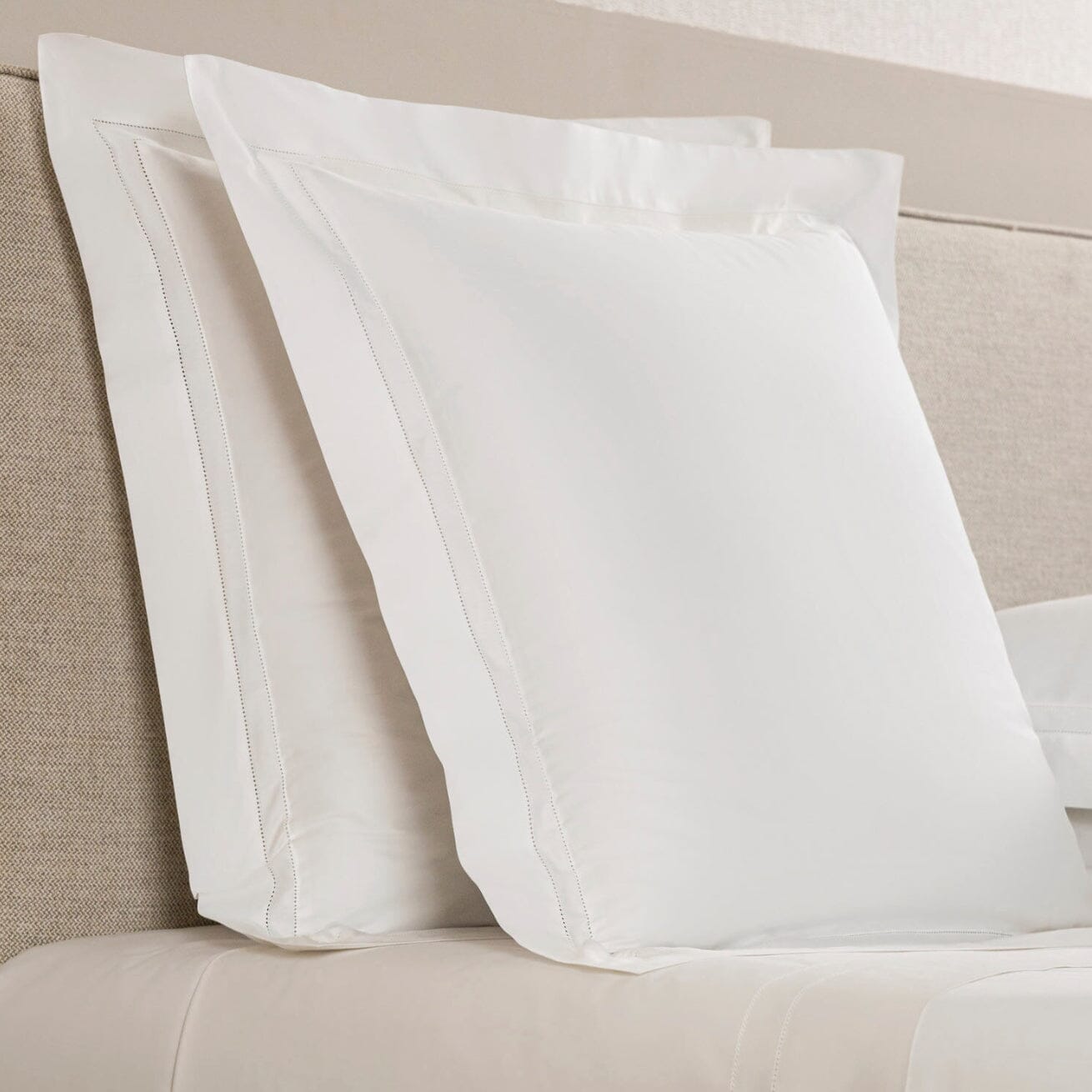 Frette - Doppio Ajour Euro Continental Shams in Milk - Frette Bedding at Fig linens and home