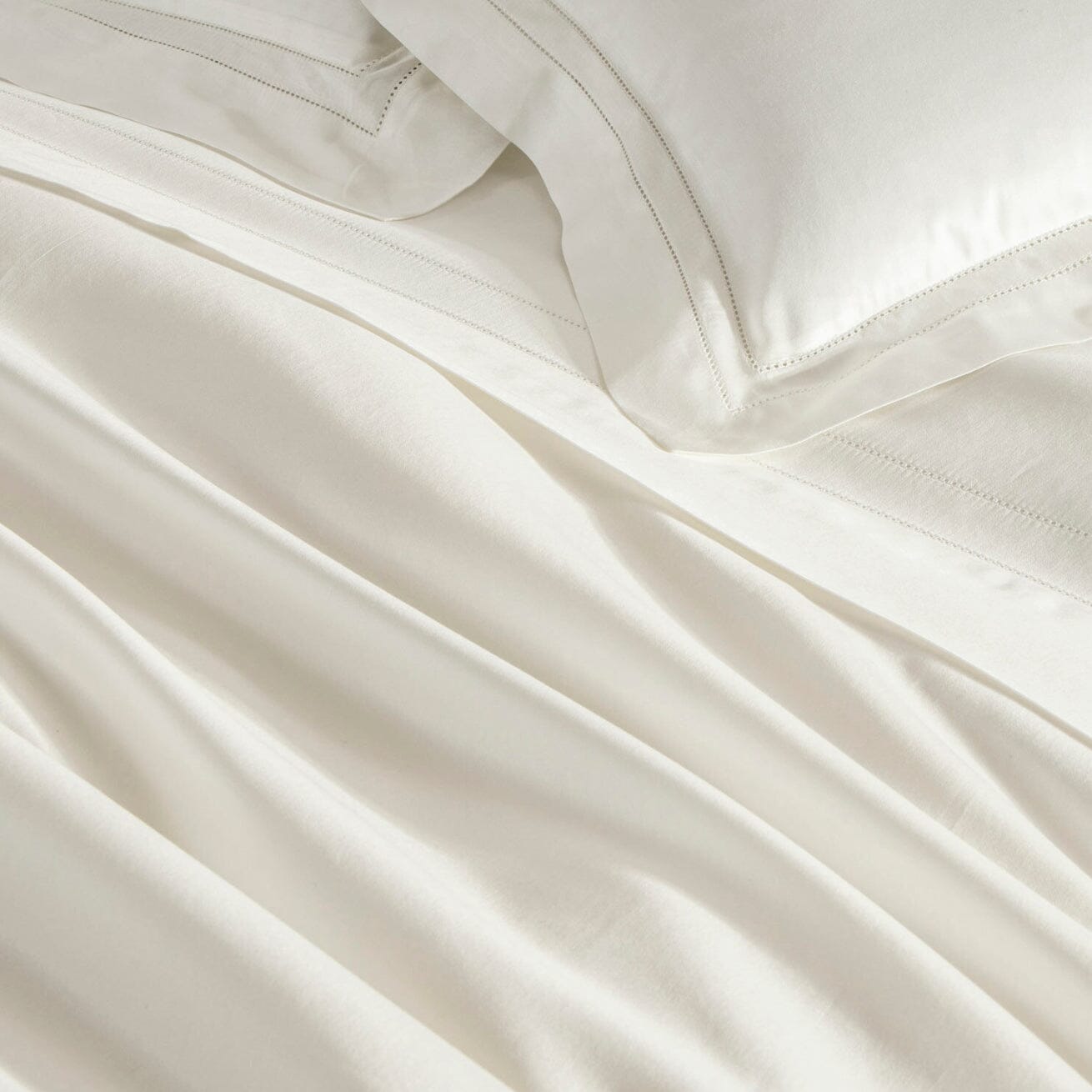 Frette - Doppio Ajour Detail of Sheets and Shams in Milk - Frette Bedding at Fig linens and home