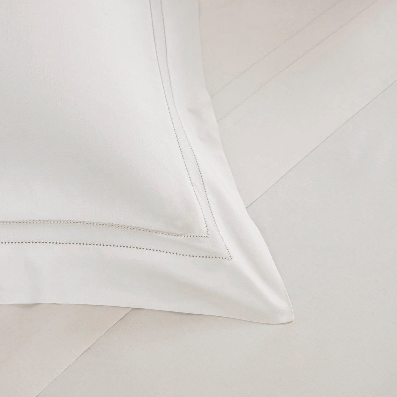 Frette Doppio Ajour Pillow Sham Details in White - Fig Linens and Home