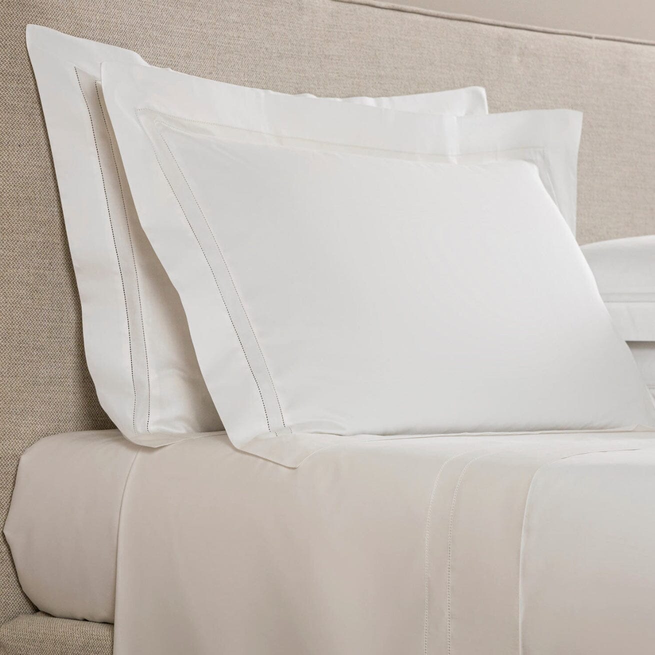Bedding - Frette Doppio Ajour Standard Sham or King Sham in White - Fig Linens and Home