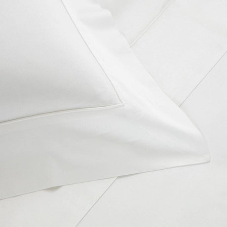Grace White Pillow Sham - Frette Bedding at Fig Linens and Home - Corner Detail of Shadow Stitch