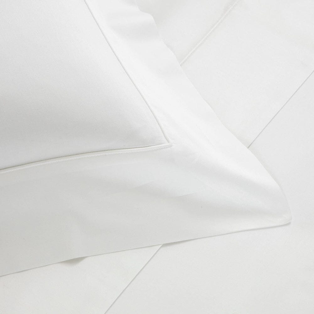 Grace White Pillow Sham - Frette Bedding at Fig Linens and Home - Corner Detail of Shadow Stitch
