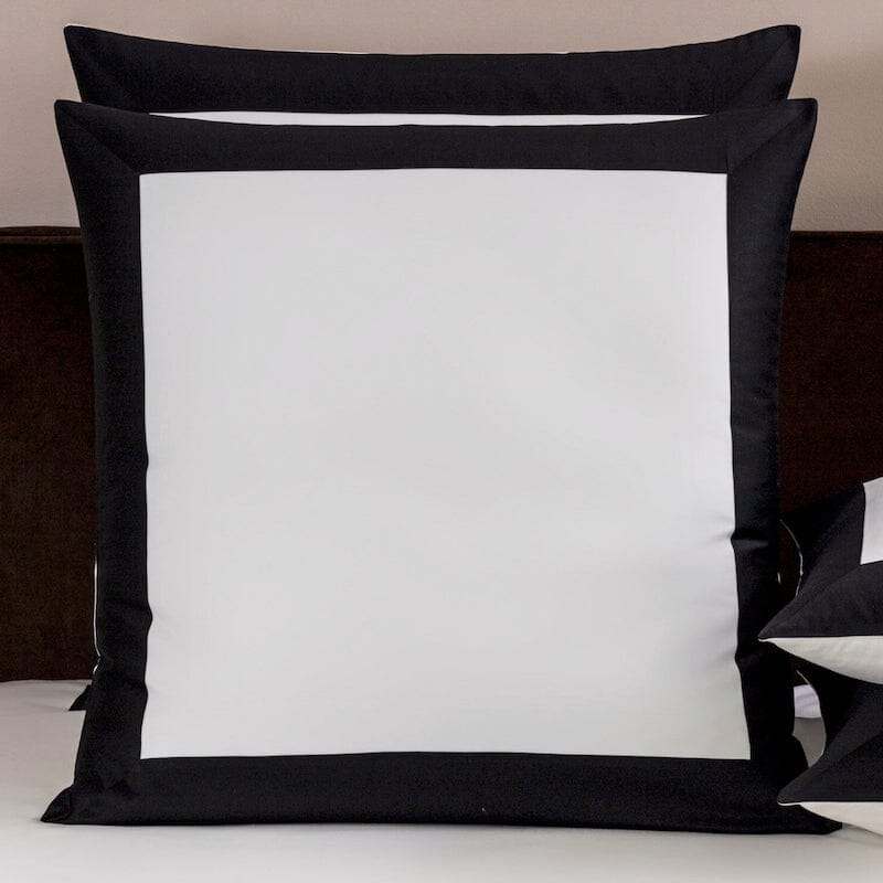 Frette Bedding - Bold Black Euro Shams Front View - Fig Linens and Home