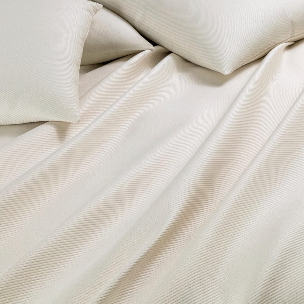 Cavalry Milk Bedspread by Frette | Detail of Bed Cover - Diagonal Jacquard Design - 1