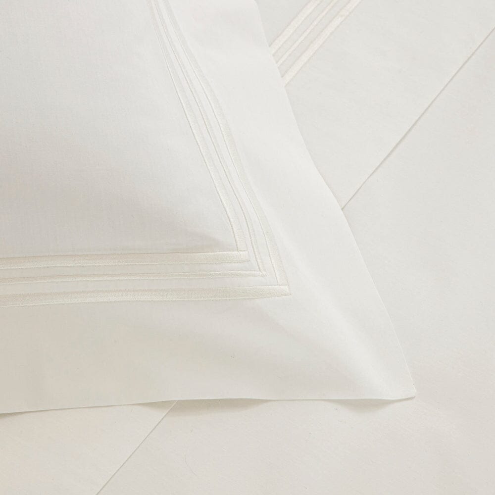 Frette Bedding - Triplo Popeline Bourdon White and Milk Detail of Embroidery
