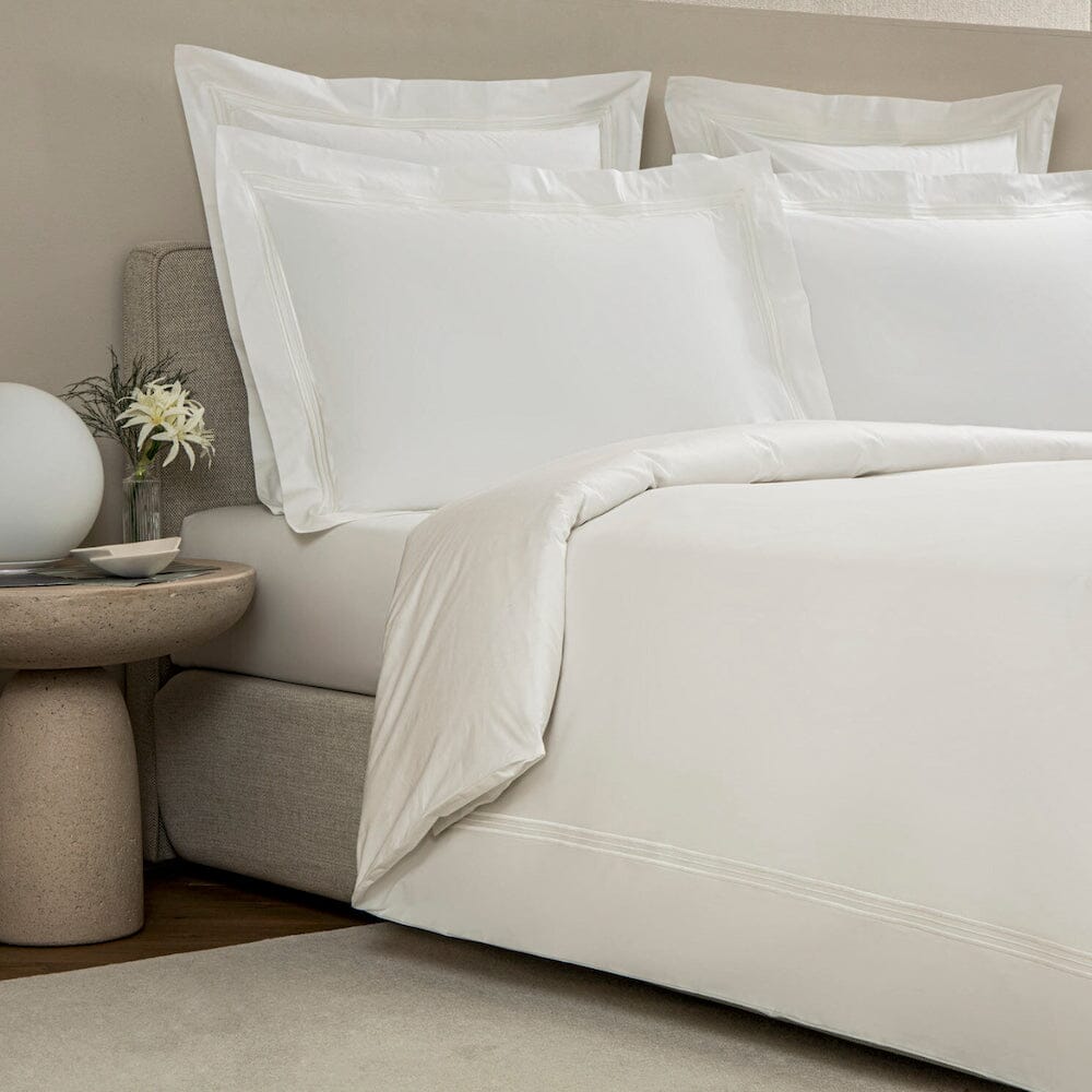 Frette Bedding - Triplo Popeline Bourdon White and Milk Duvet Cover - Alternate View