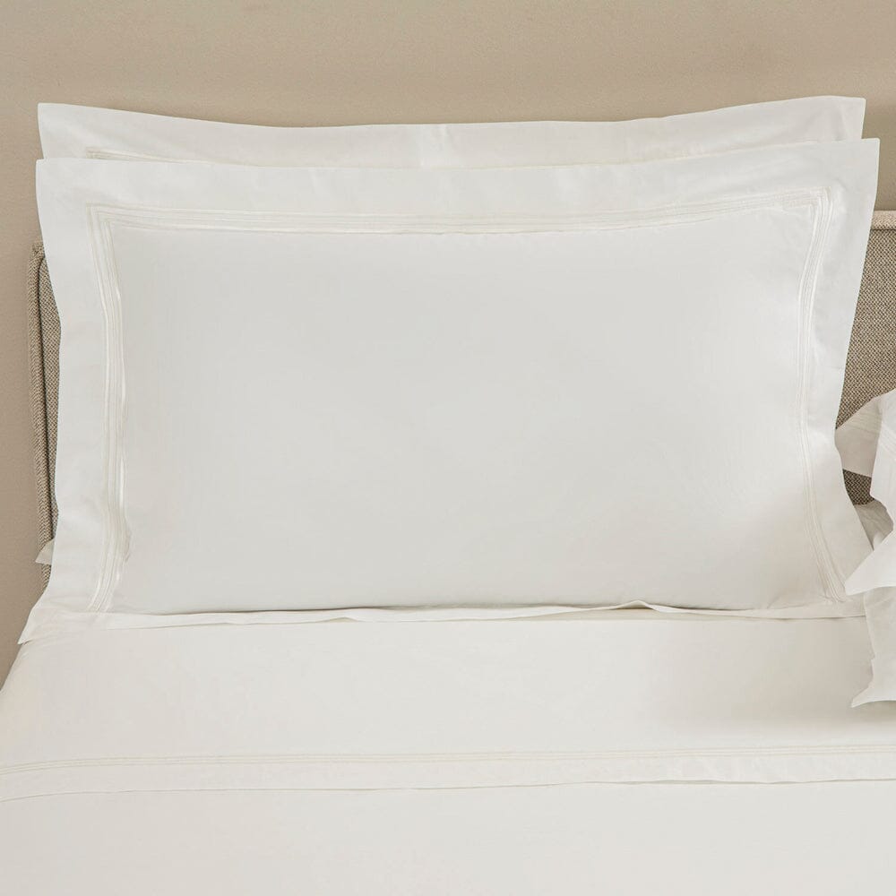 Frette Bedding - Triplo Popeline Bourdon White and Milk Pillow Shams 1