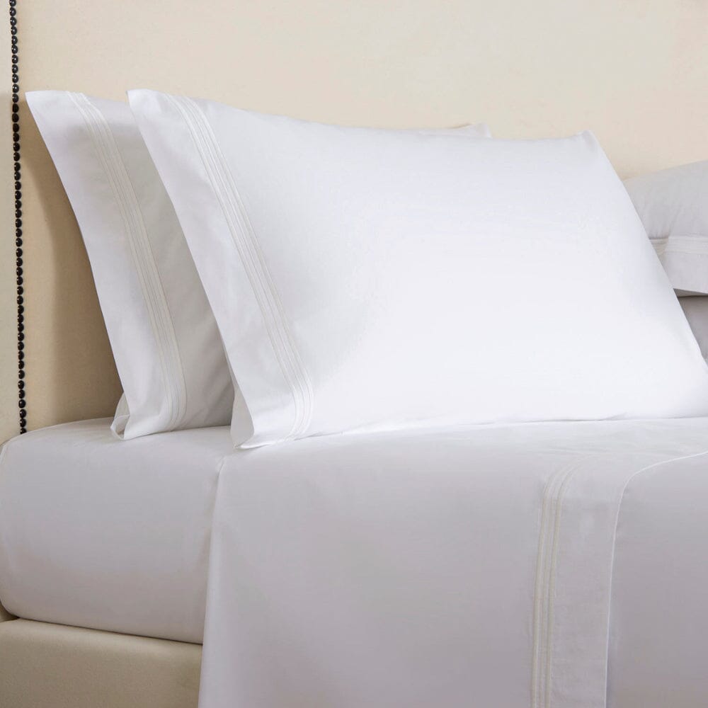 Frette Bedding - Triplo Popeline Bourdon White and Milk - Pillowcases Pair