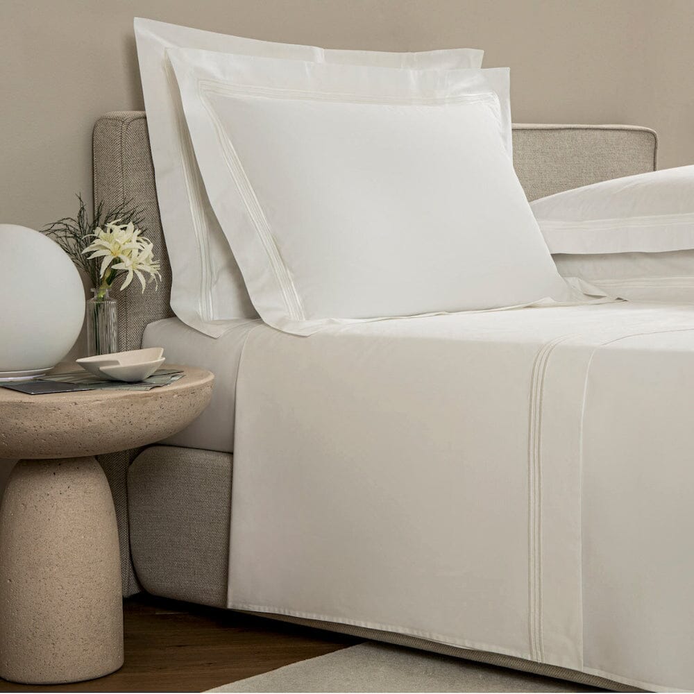 Frette Bedding - Triplo Popeline Bourdon White and Milk Pillow Shams 1