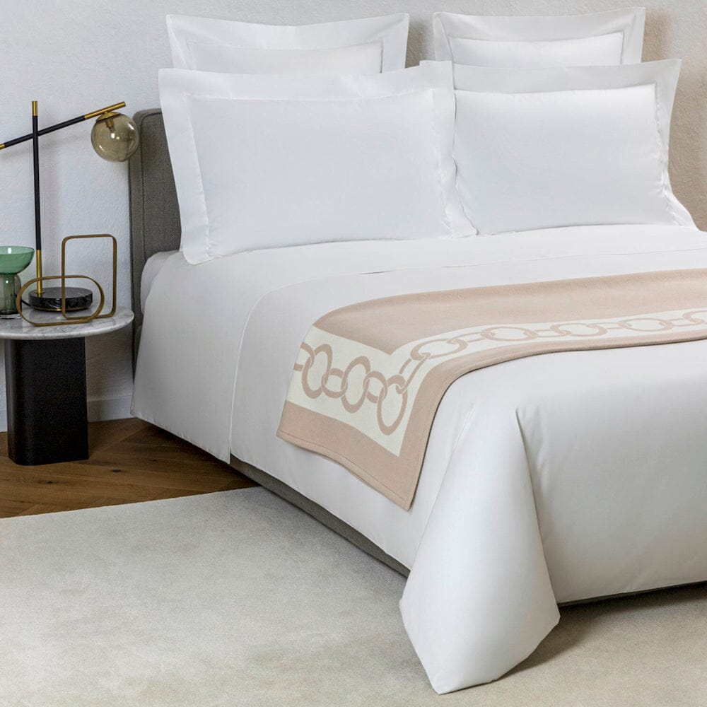 Frette Chains Throw Blanket in Beige and Milk | Wool Bed throw at Fig Linens and Home