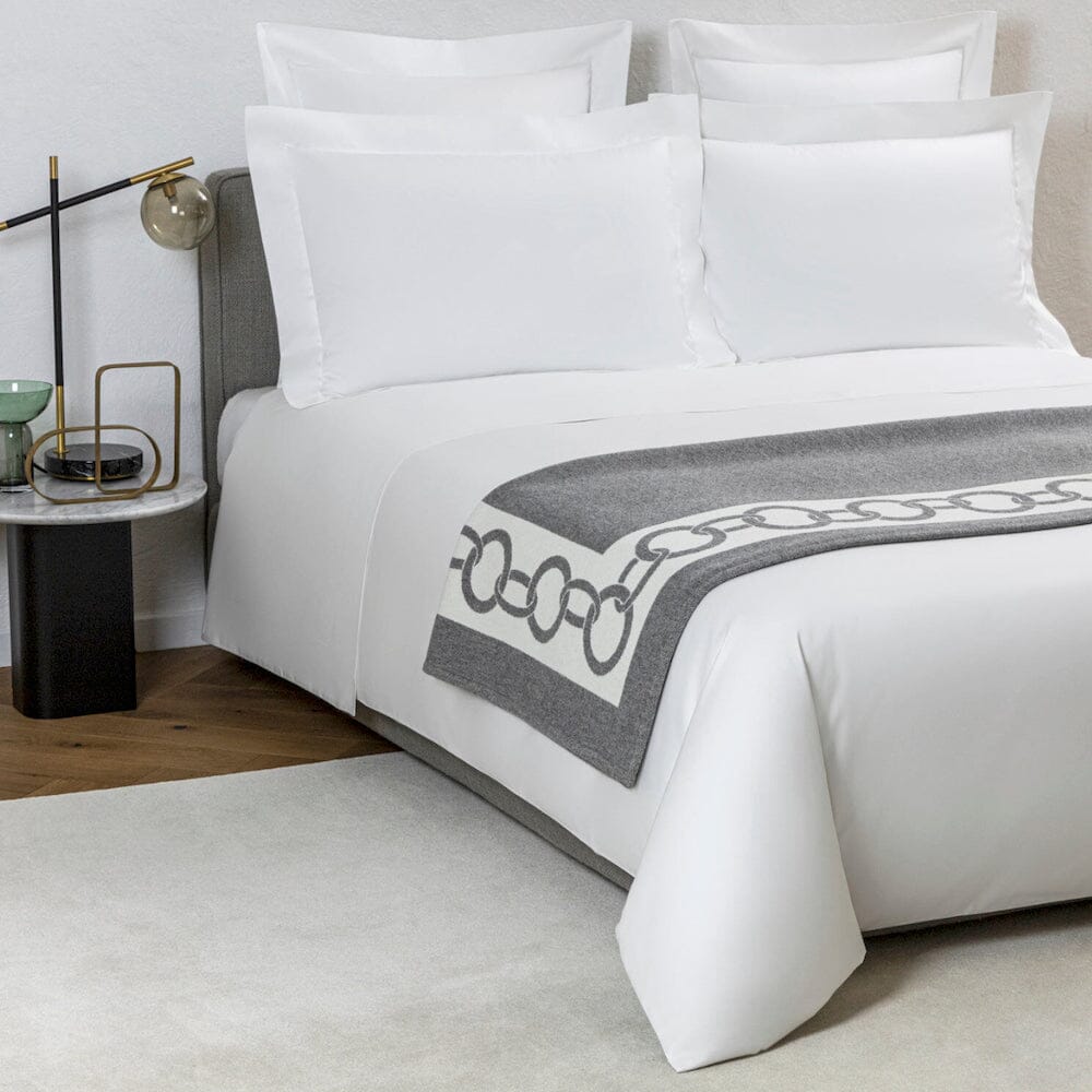 Frette Chains Throw Blanket in Grey and Milk | Wool Bed Throw at Fig Linens and Home