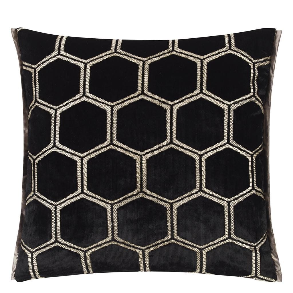 Front - Manipur Noir Decorative Pillow by Designers Guild | Fig Linens
