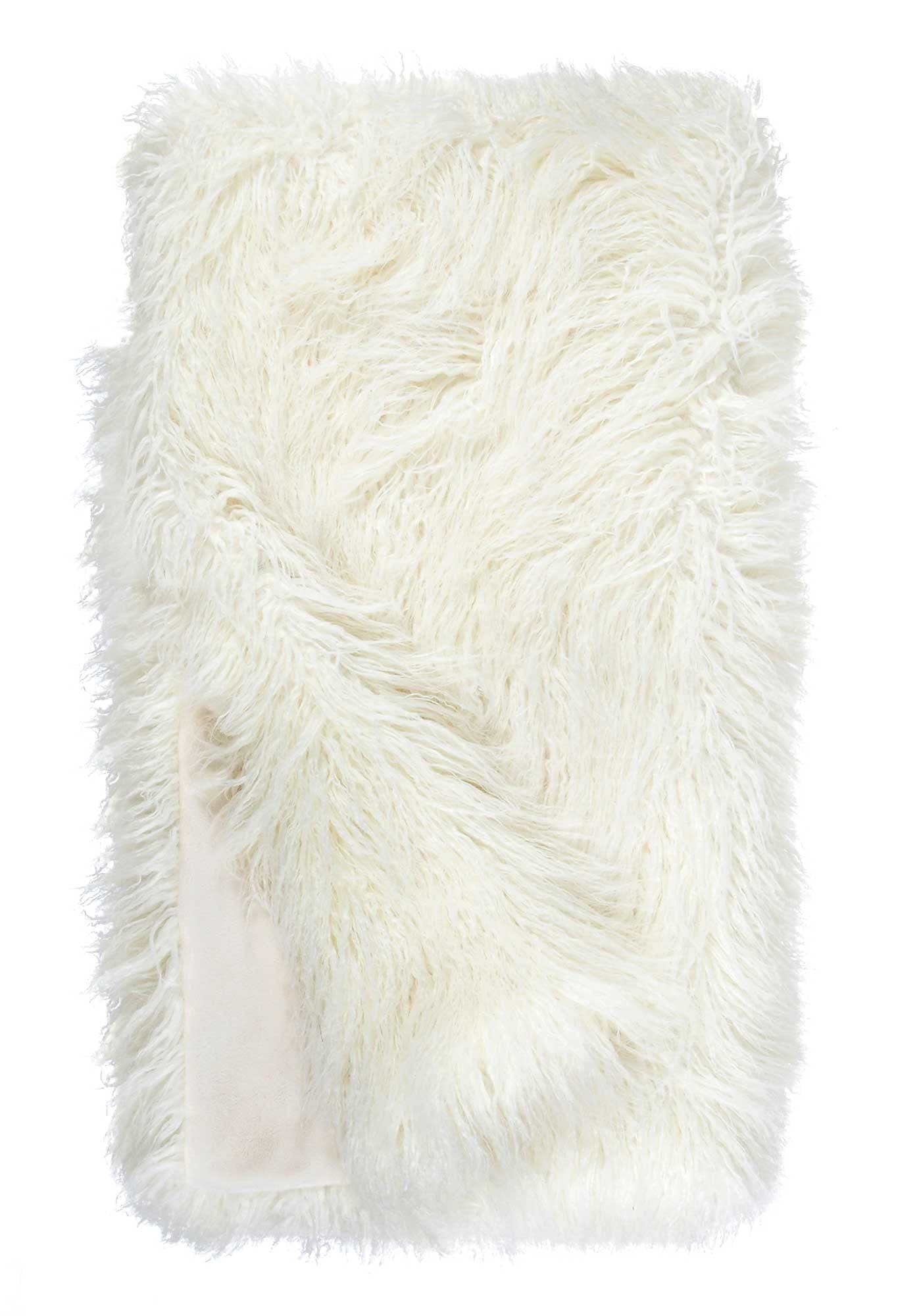 Ivory Tibetan Lamb Signature Series Faux Fur Throw Blanket by Fabulous Furs