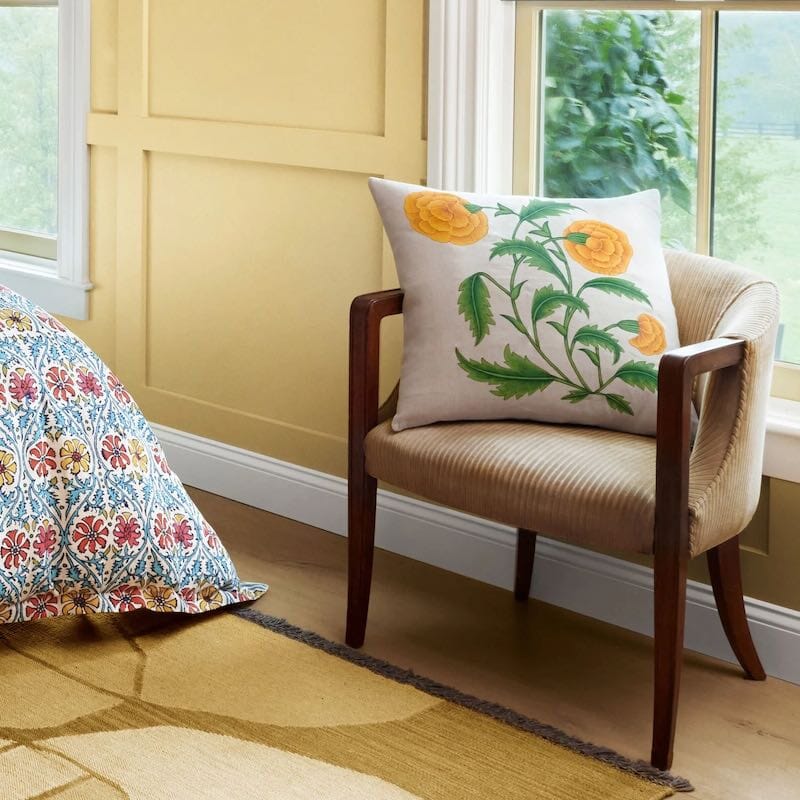 Sunny Marigold Throw Pillow by John Robshaw - Lifestyle Image - Fig Linens and Home
