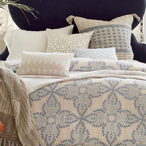 Dasati Blue Duvet Set shown with Throw Pillow Pillows - John Robshaw Textiles