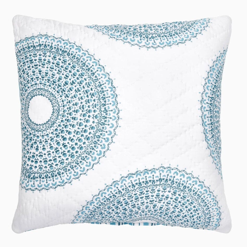 Lapis Peacock Quilted Euro Sham | John Robshaw Bedding at Fig Linens and Home