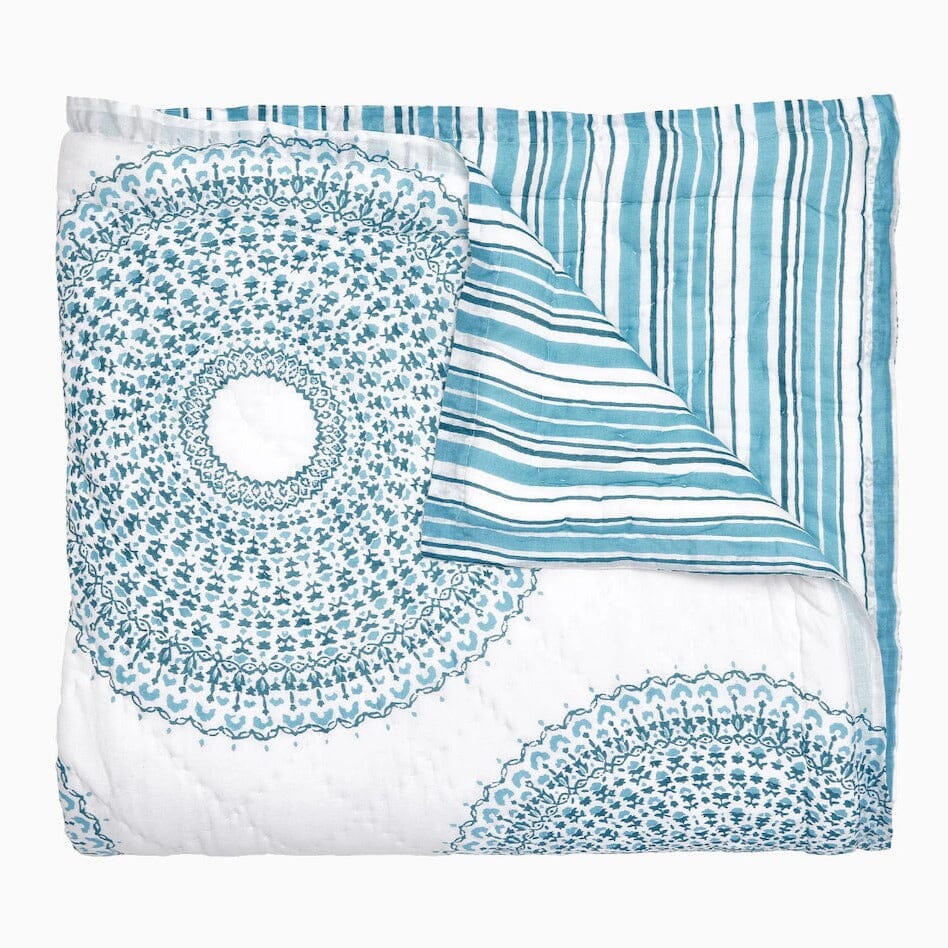 Lapis Peacock Quilt  | John Robshaw Quilts at Fig Linens and Home