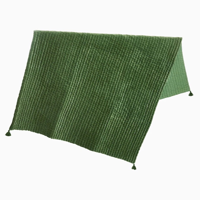 Velvet Moss Throw Blanket | John Robshaw Green Blankets at Fig Linens and Home