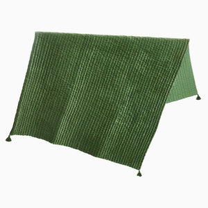 Velvet Moss Throw Blanket with Tassels | John Robshaw Green Blankets at Fig Linens and Home
