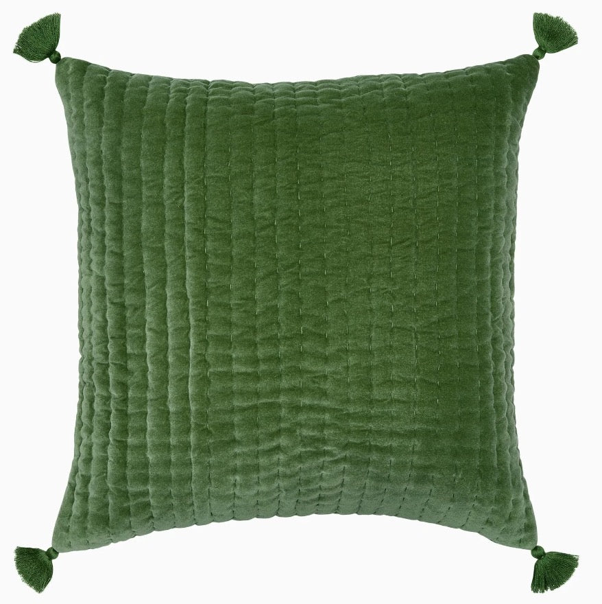Velvet Moss Decorative Pillow | John Robshaw Throw Pillows at Fig Linens and Home
