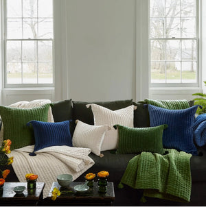 Velvet Moss Pillow Lifestyle Photo | John Robshaw Throw Pillows at Fig Linens and Home