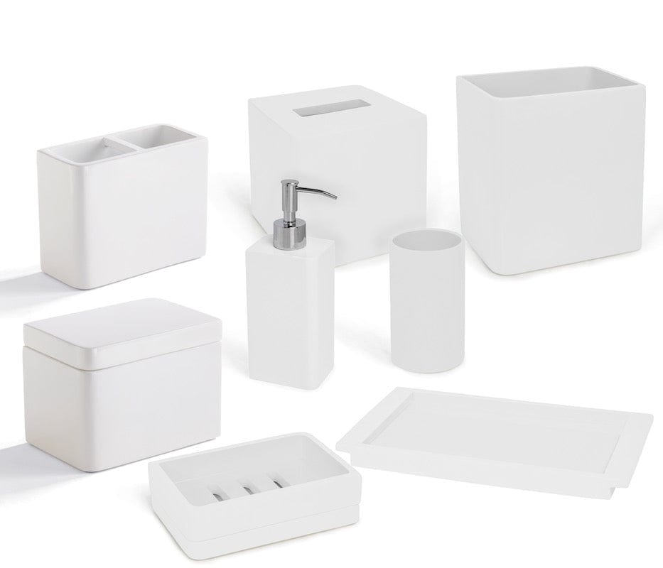 Bathroom Accessory Set - Lacca White Bath Accessories by Kassatex
