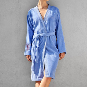 Ashleigh Women’s Bath Robe by Hugo Boss Home. Belt Tie and Embroidery