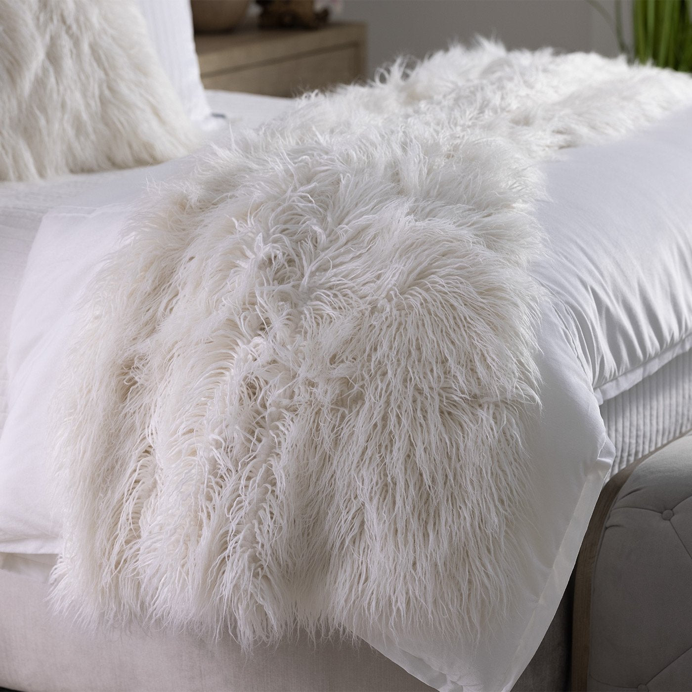 Coco White Faux Fur Throw by Lili Alessandra | Fig Linens and Home
