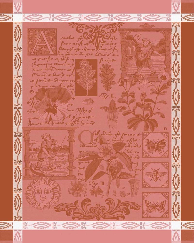 HERBIER TEA TOWEL PINK - Le jacquard francais at Fig Linens and Home