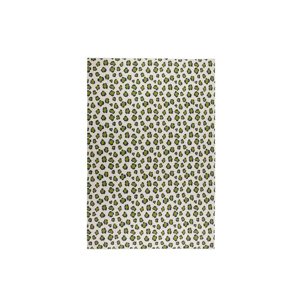 Fig Linens - Green Leopard Print Cashmere Blankets by Saved NY - Folded
