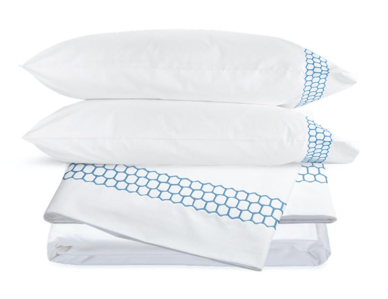 Liana Ocean Blue Sheet Set | Matouk Percale Cotton Sheets