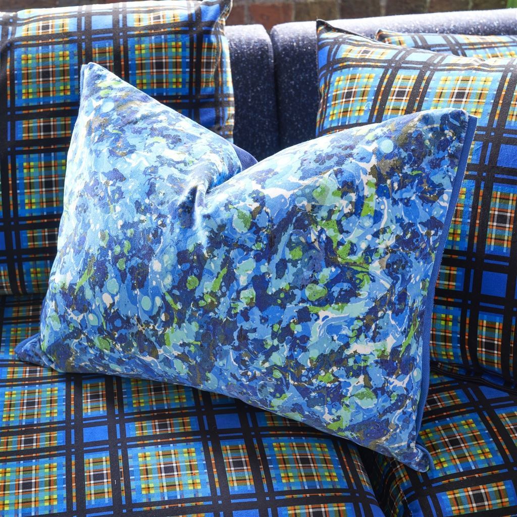 Lifestyle shot - Odisha Cobalt Decorative Pillow by Designers Guild | Fig Linens