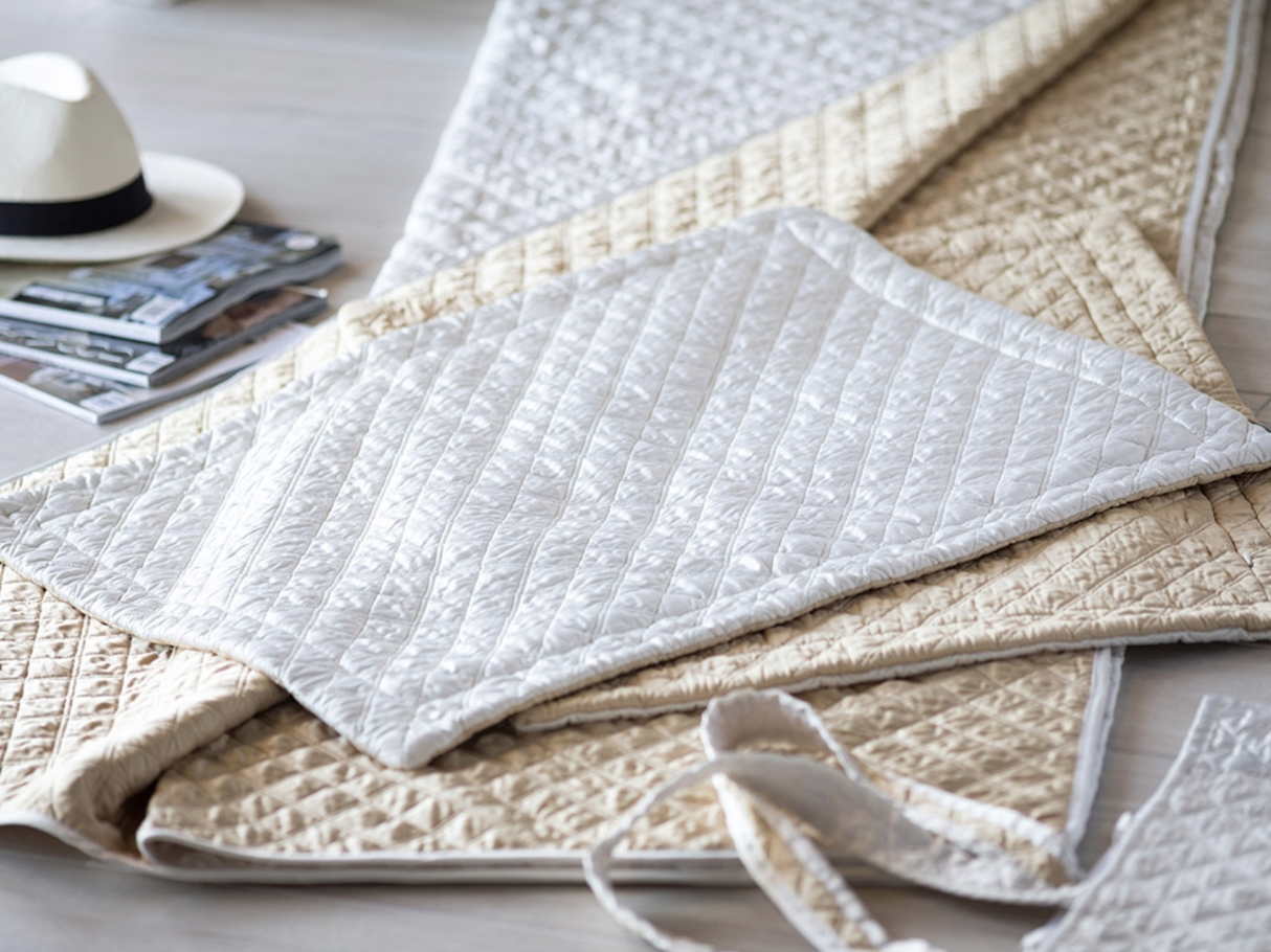 Silk & Sensibility Ivory and Ecru Quilted Tote Sets - Lili Alessandra at Fig Linens