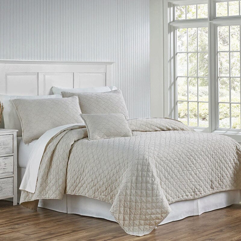 Bedding in Natural Linen - Louisa Coverlet by TL at Home - Traditions Linens Quilted Bedspread