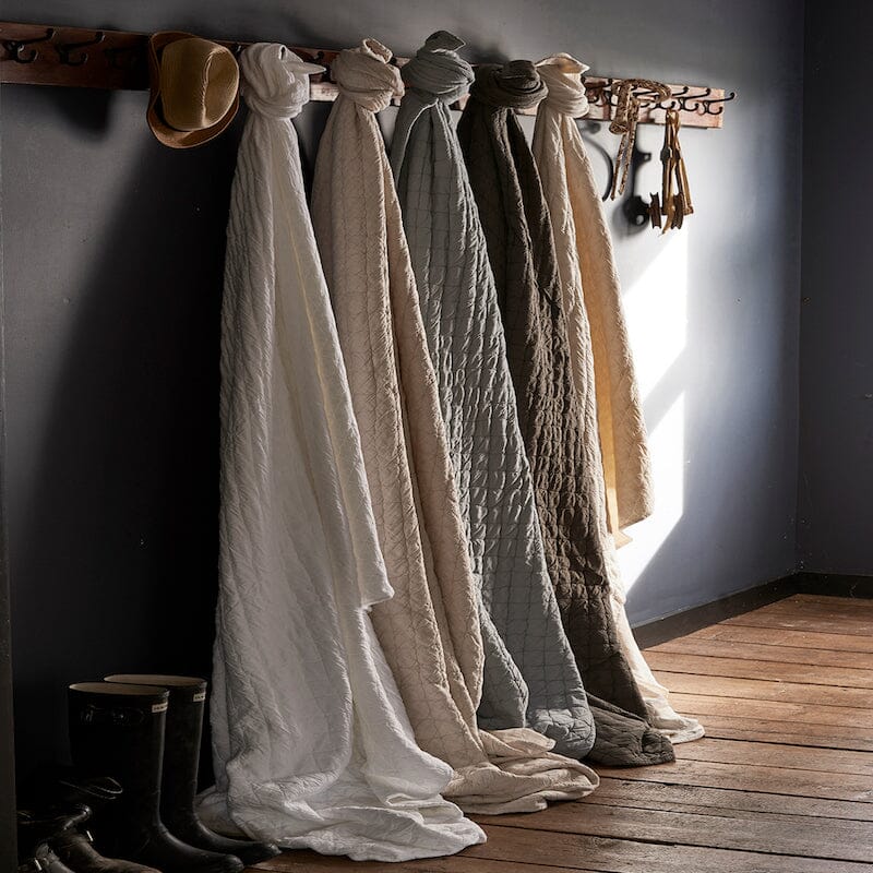 Traditions Linens - Louisa Coverlets Hanging to show Quilted Style. TL at Home Casual Bedding