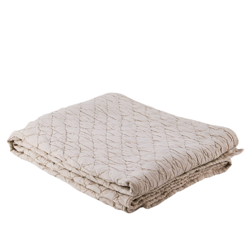Coverlet in Natural Linen - Louisa Blanket Cover by TL at Home - Traditions Linens Quilted Bedspread