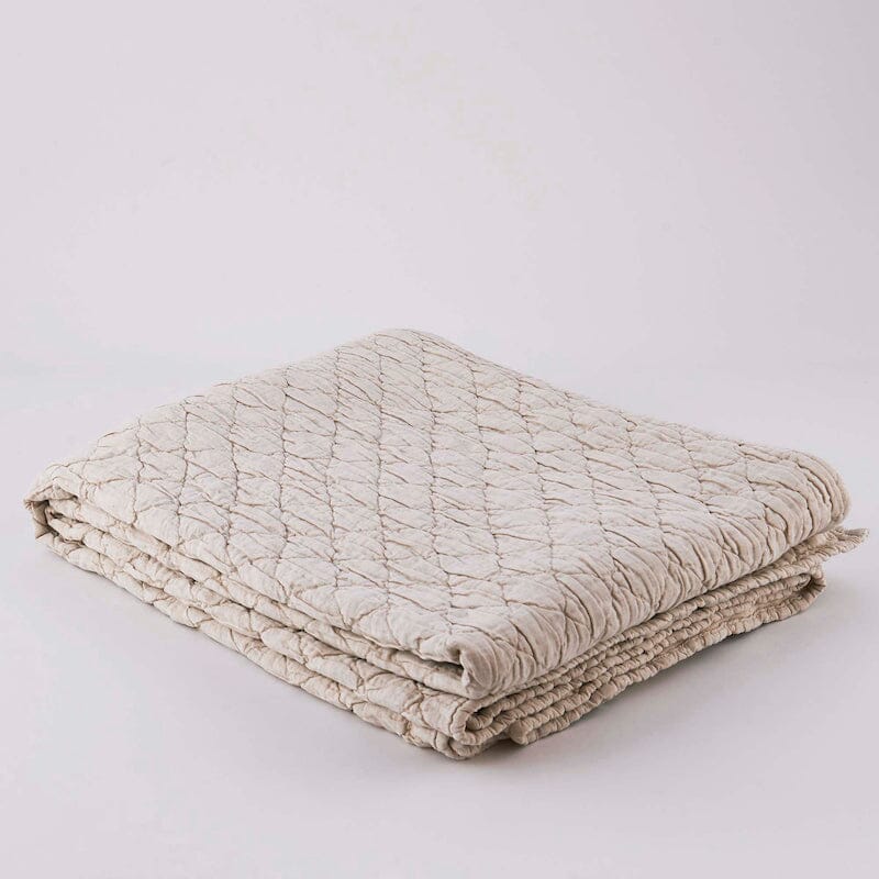Coverlet in Natural Linen - Louisa Blanket Cover by TL at Home - Traditions Linens Quilted Bedspread