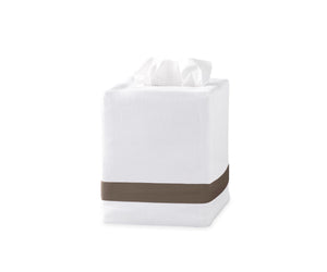 Lowell Tissue Box Cover in Mocha | Matouk at Fig Linens