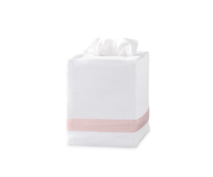 Lowell Tissue Box Cover in Pink | Matouk at Fig Linens