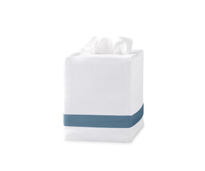 Lowell Tissue Box Cover in Sea | Matouk at Fig Linens