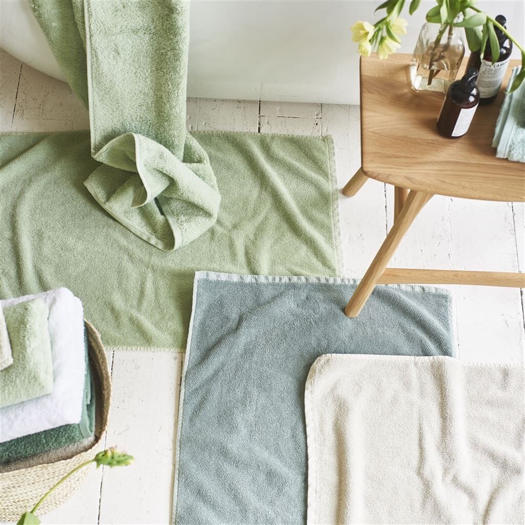 Designers Guild Loweswater Willow Organic Bath Mat - Shown with other Towels - Fig Linens and Home