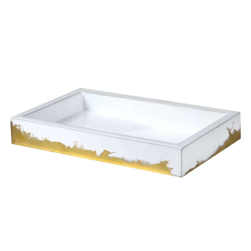 Lava White & Gold Bath Accessories by Mike + Ally | Small Vanity Tray