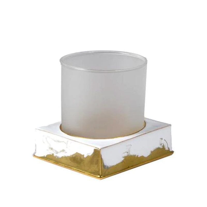 Lava White & Gold Bath Accessories by Mike + Ally | Square Tumbler