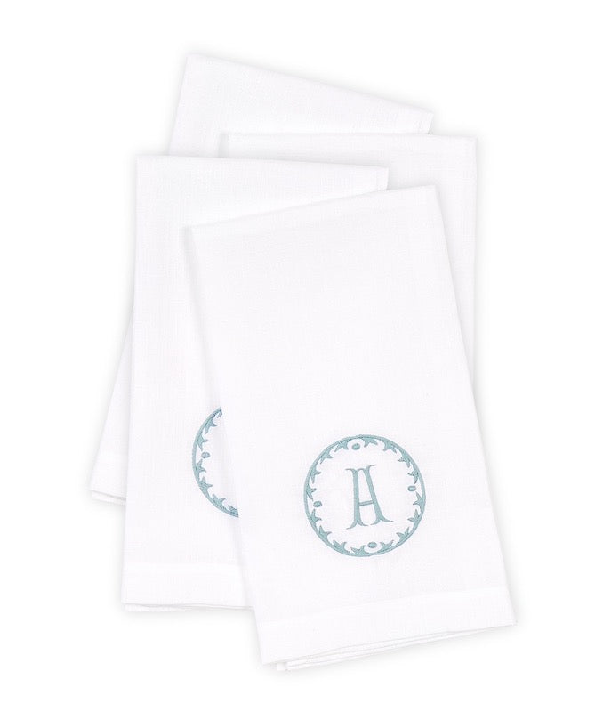 Matouk Carta Linens Guest Towels - Monogrammed in Letter A