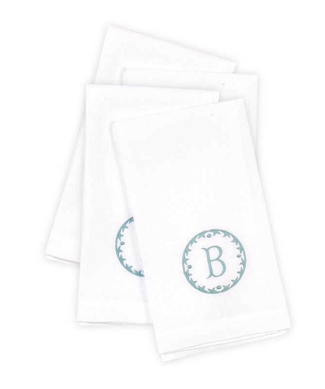 Matouk Carta Linens Guest Towels - Monogrammed in Letter B