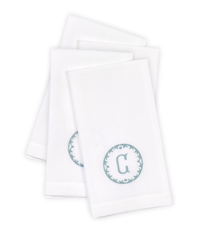 Matouk Carta Linens Guest Towels - Monogrammed in Letter C