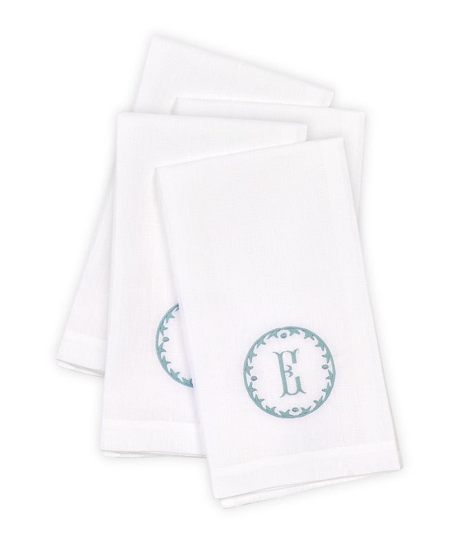 Matouk Carta Linens Guest Towels - Monogrammed in Letter E