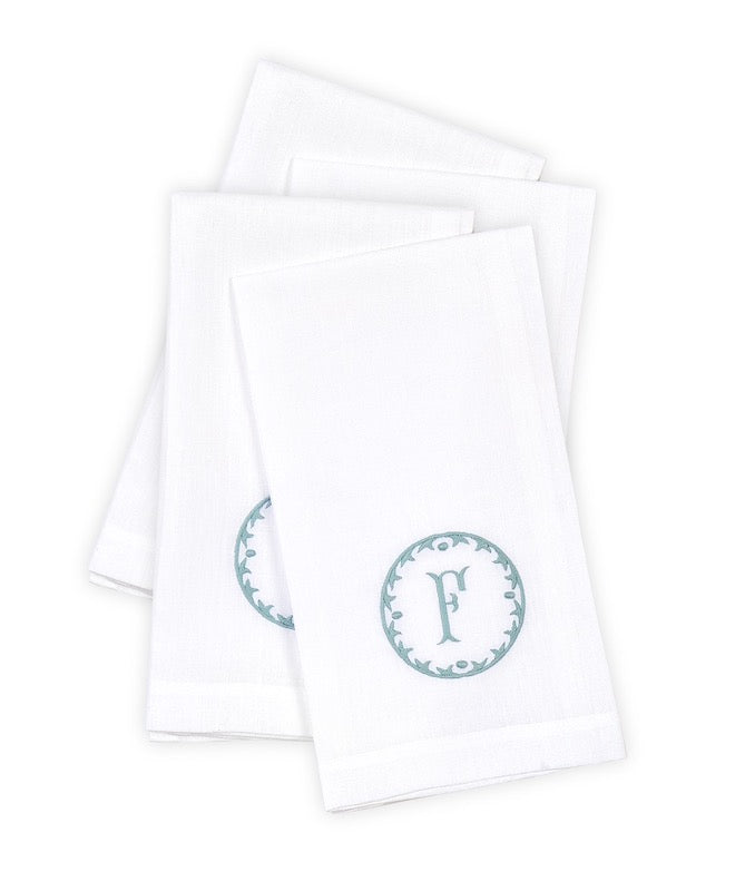 Matouk Carta Linens Guest Towels - Monogrammed in Letter F